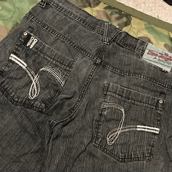 5Ive Jungle Other - 5ive Jungle black baggy jean shorts embroidered vtg y2k men's 34/14.5